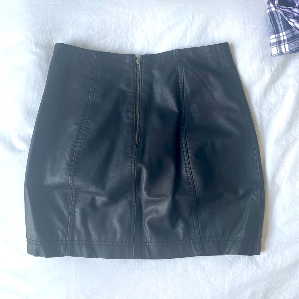 Free People high-waisted black vegan leather mini skirt